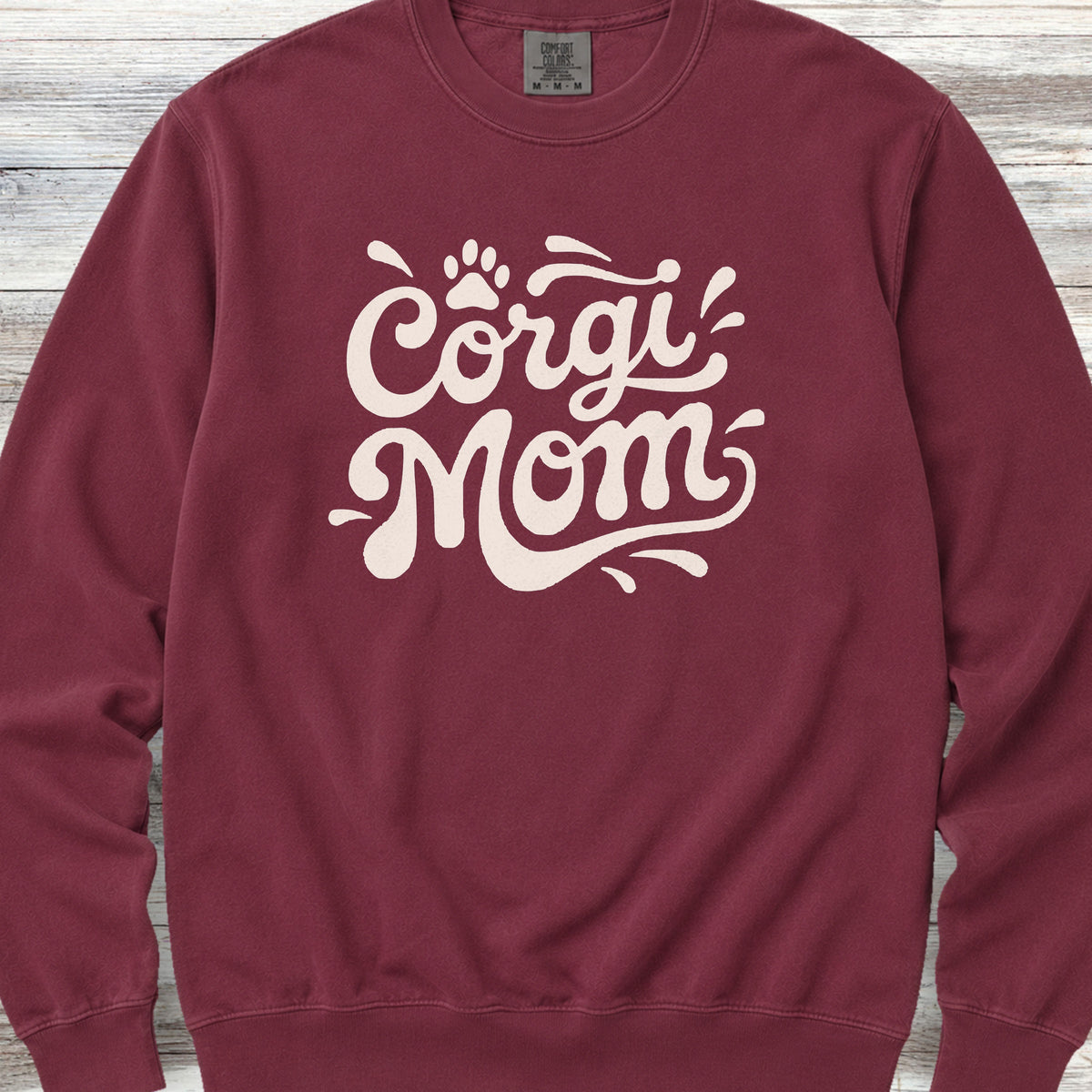 Corgi Groovy Mom Sweatshirt - Crimson