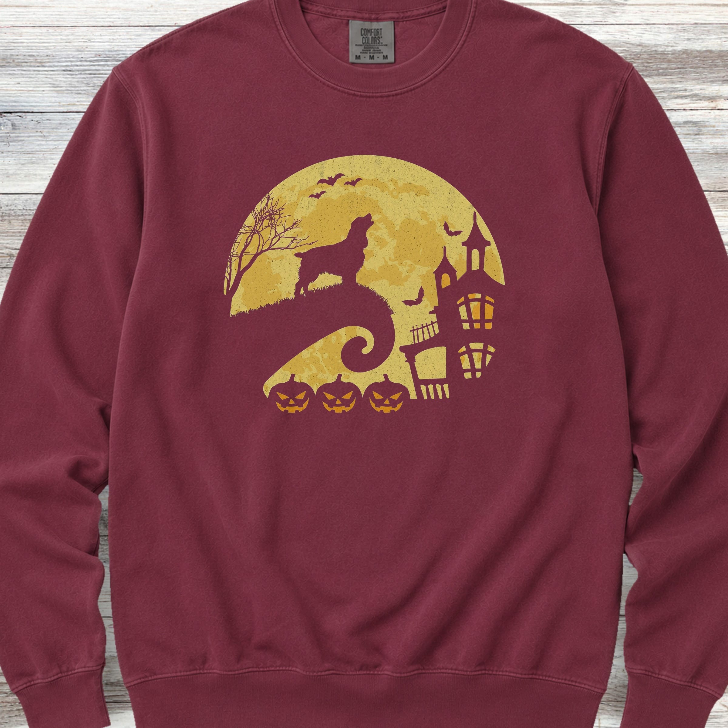 Springer Spaniel Halloween Moon Sweatshirt - Crimson