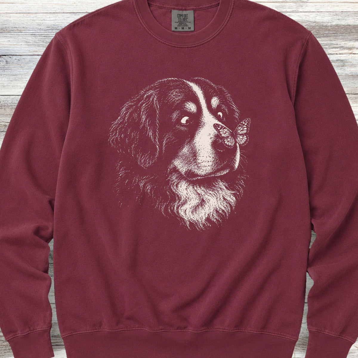 Bernese Mountain Dog Butterfly Sweatshirt - Crimson