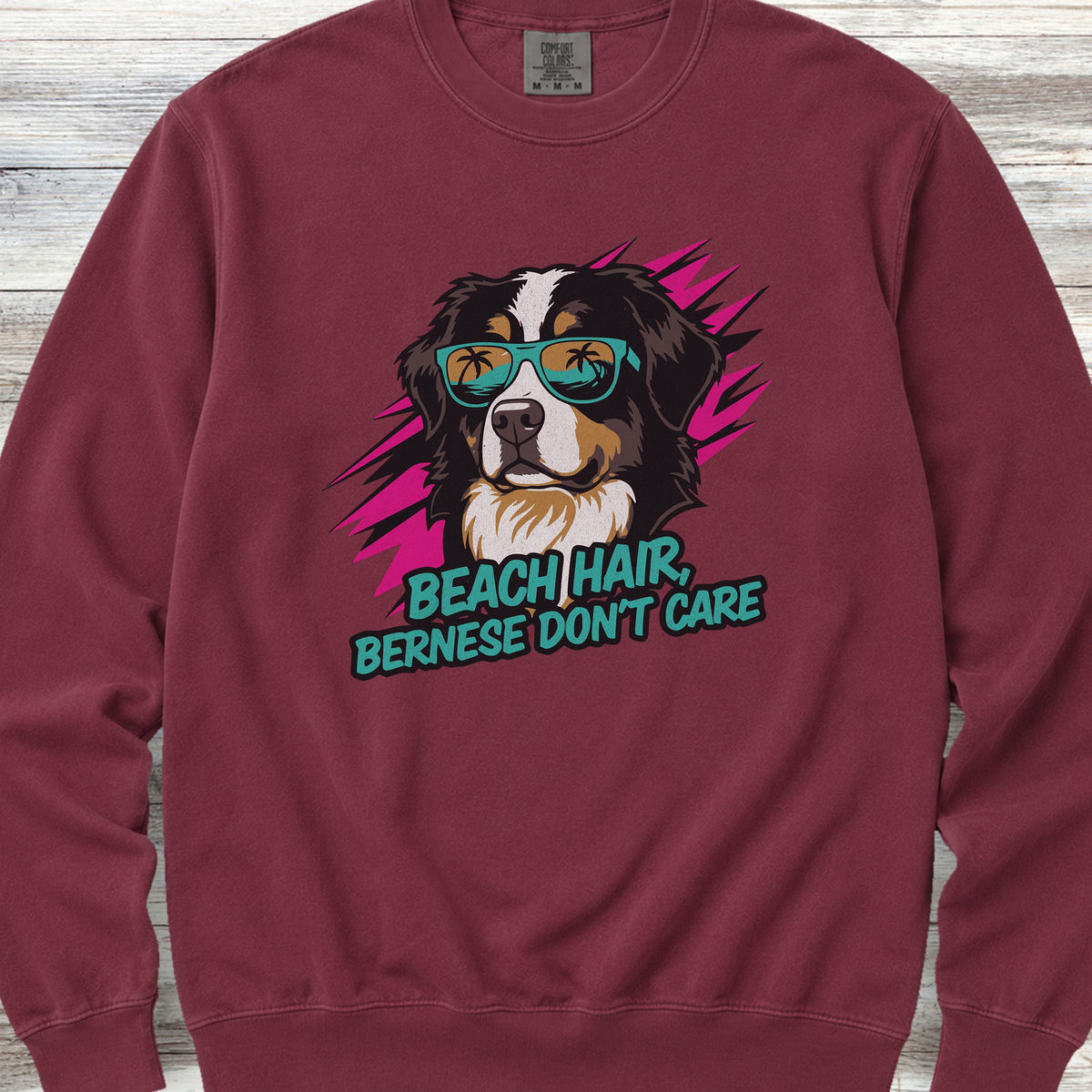 Bernese Mountain Dog Beach Hair Sweatshirt - Crimson