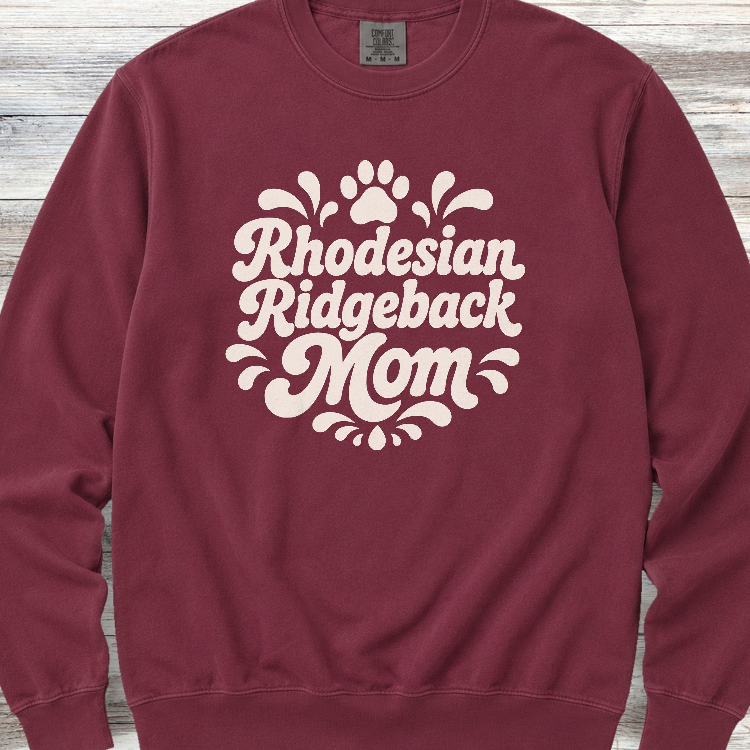 Rhodesian Ridgeback Groovy Mom Sweatshirt - Crimson