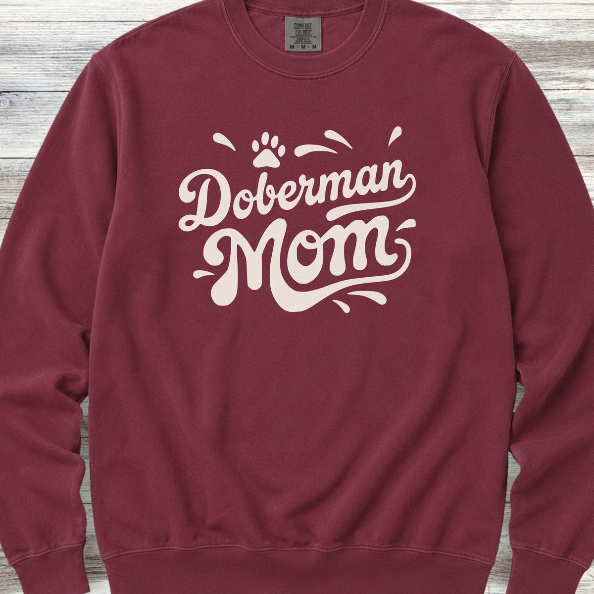 Doberman Groovy Mom Sweatshirt - Crimson