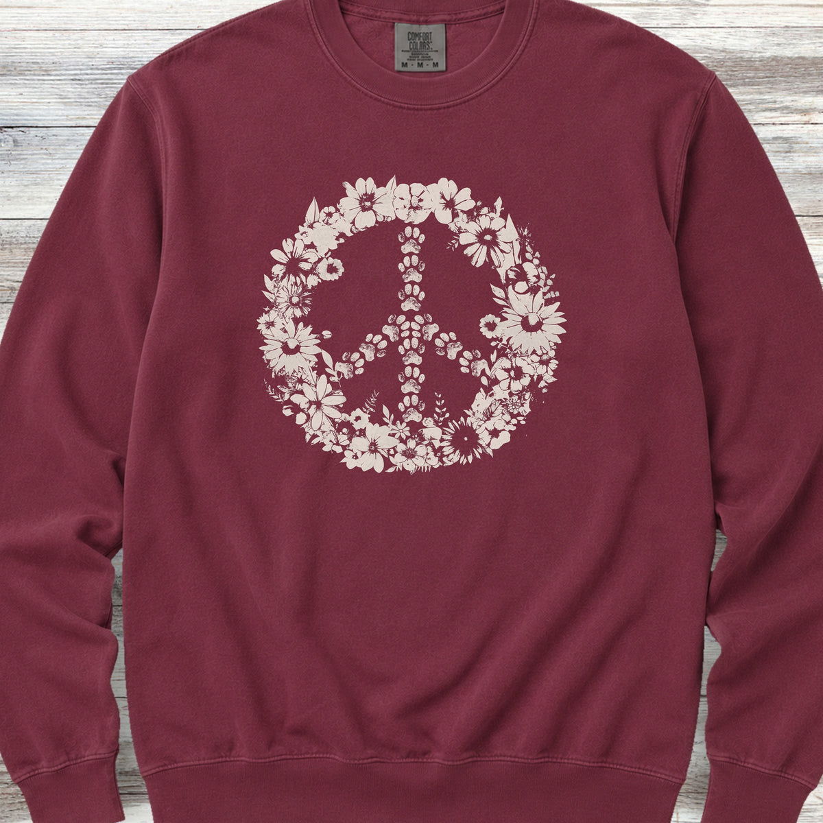 Vintage Floral Peace Sweatshirt - Crimson