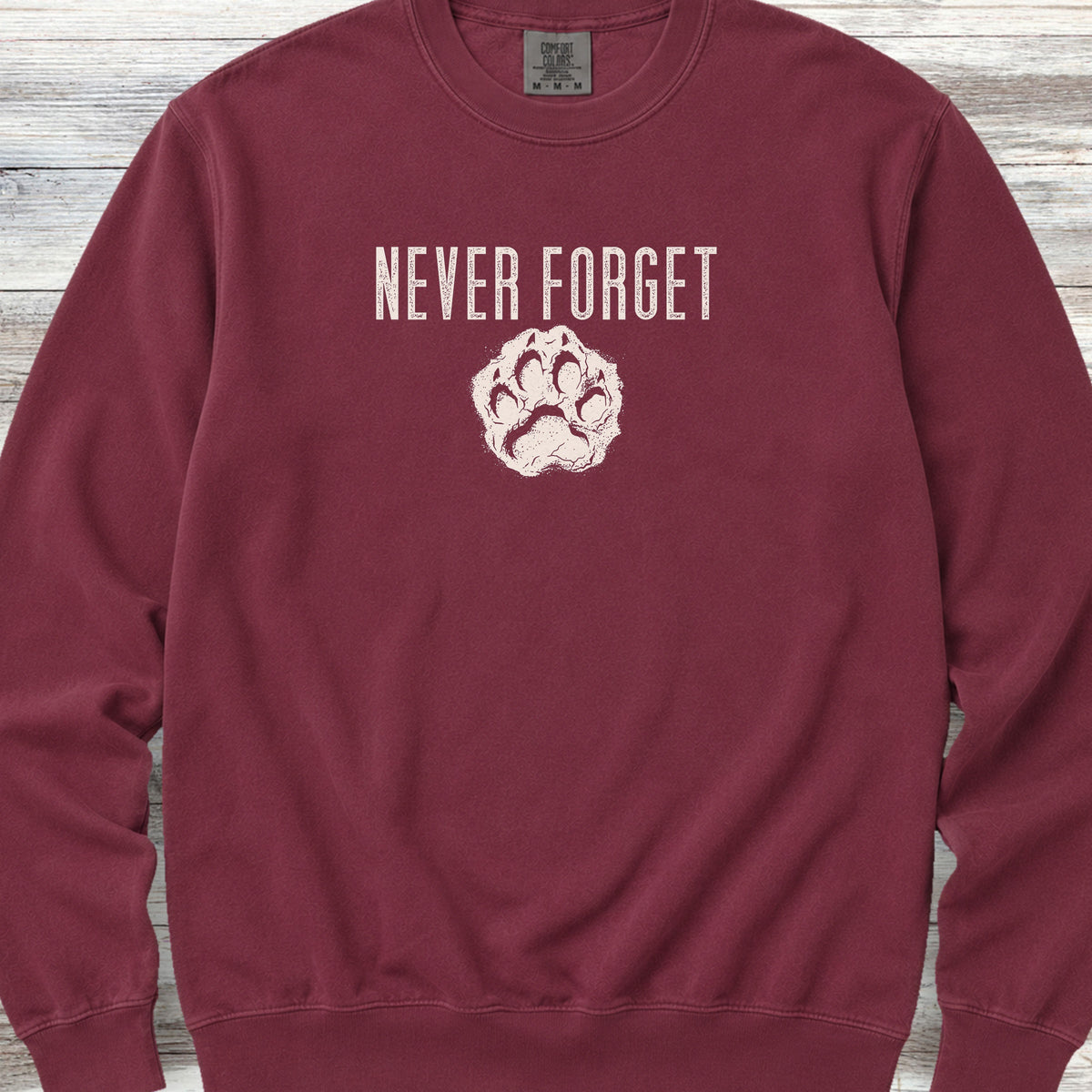 Never Forget Pawprint Sweatshirt - Crimson