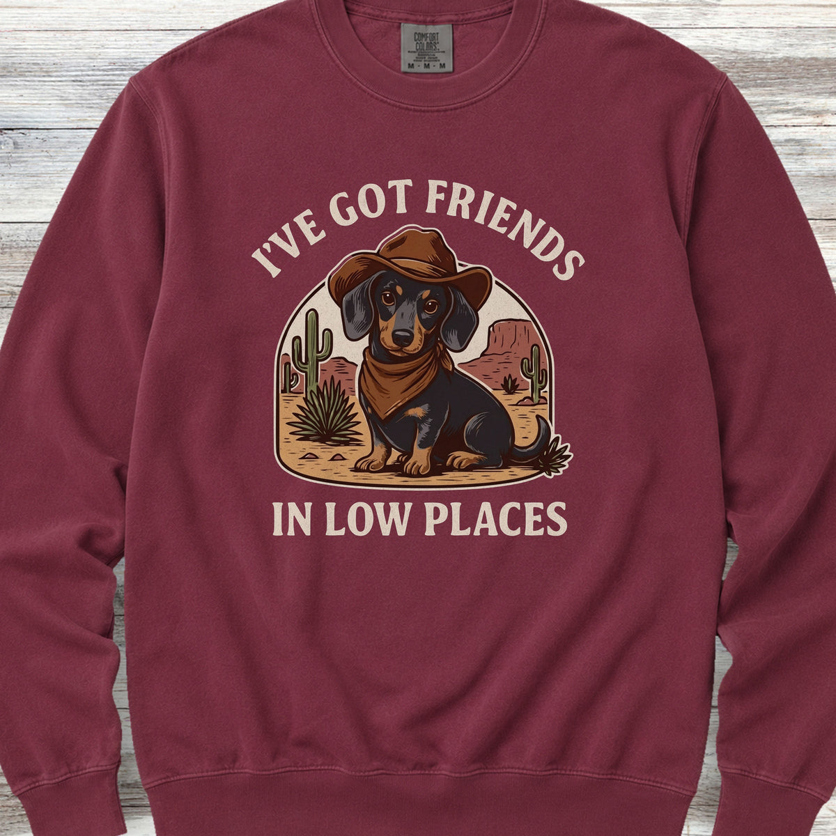 Dachshund Cowboy Friends Sweatshirt - Crimson