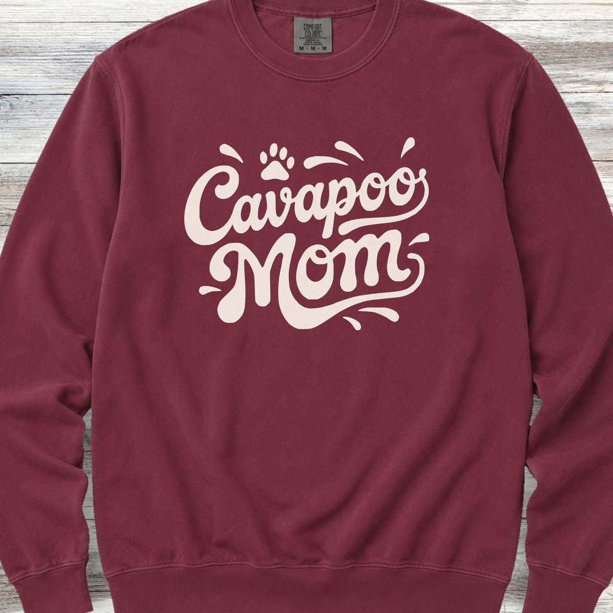 Cavapoo Groovy Mom Sweatshirt - Crimson