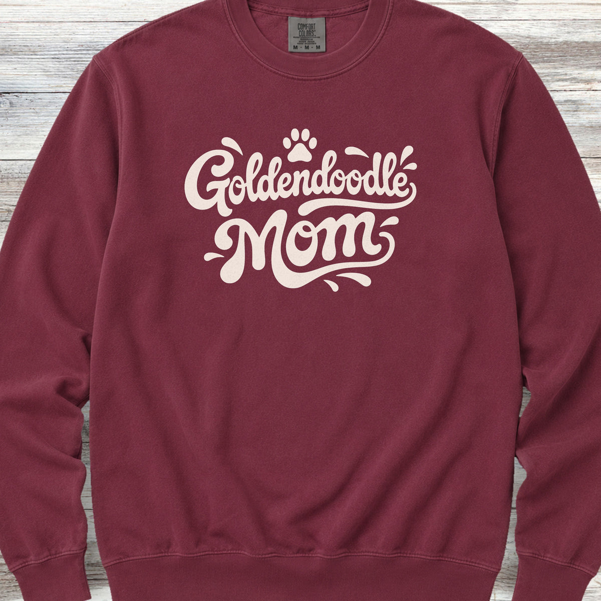 Goldendoodle Groovy Mom Sweatshirt - Crimson
