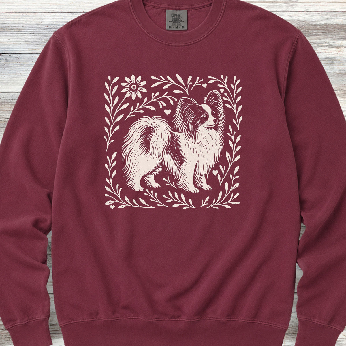 Papillon Linocut Sweatshirt - Crimson
