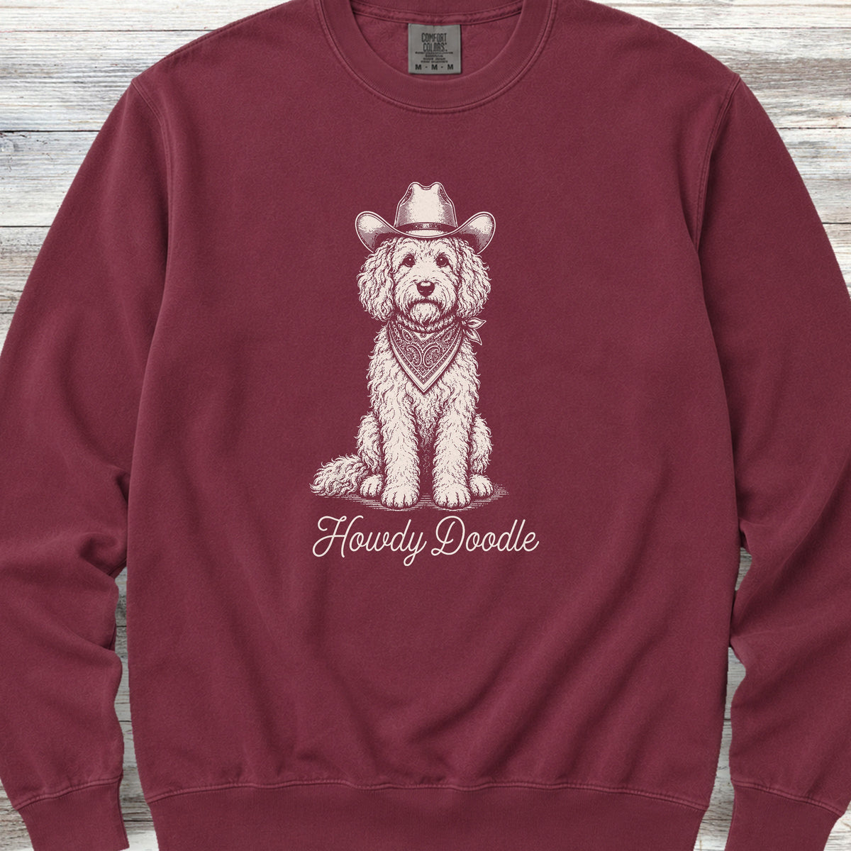 Goldendoodle Howdy Doodle Sweatshirt - Crimson