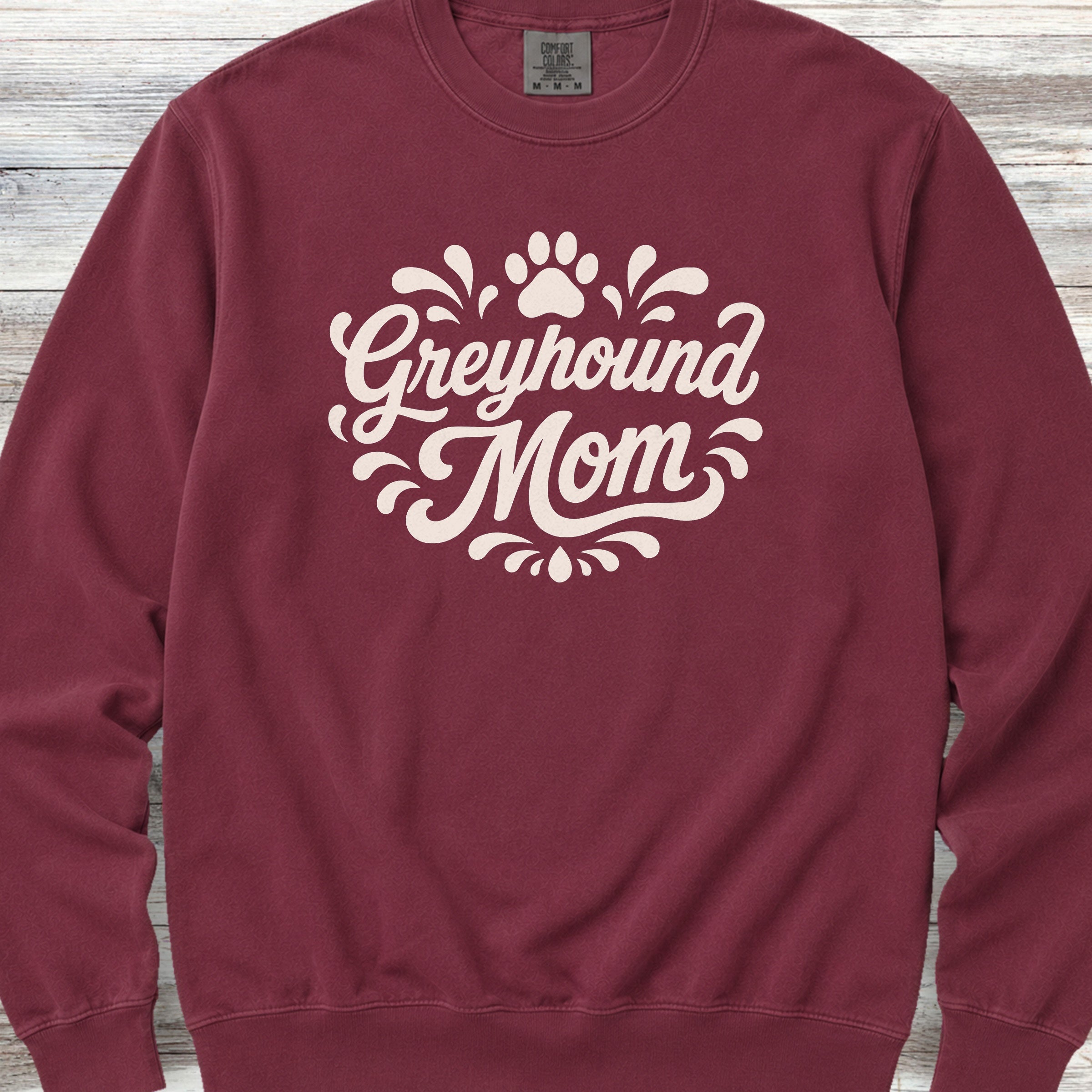 Greyhound Groovy Mom Sweatshirt - Crimson