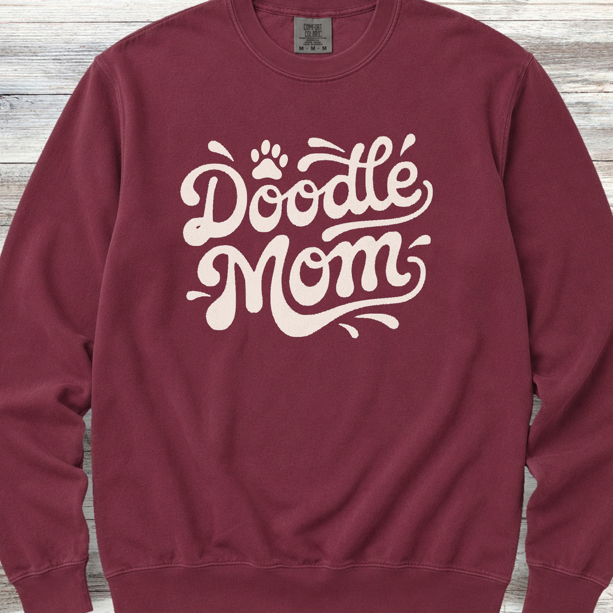 Doodle Groovy Mom Sweatshirt - Crimson