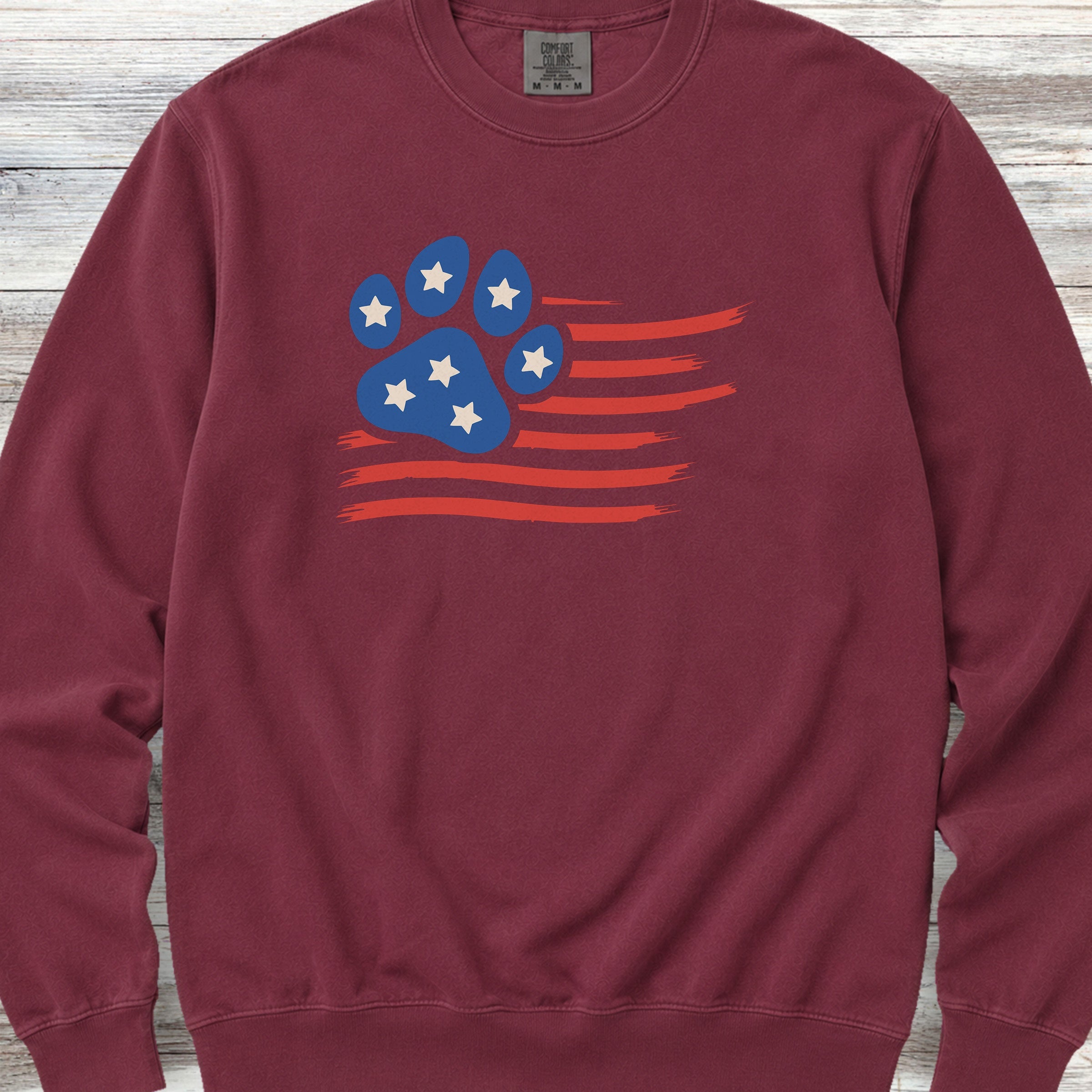 Paw Print Flag Sweatshirt - Crimson