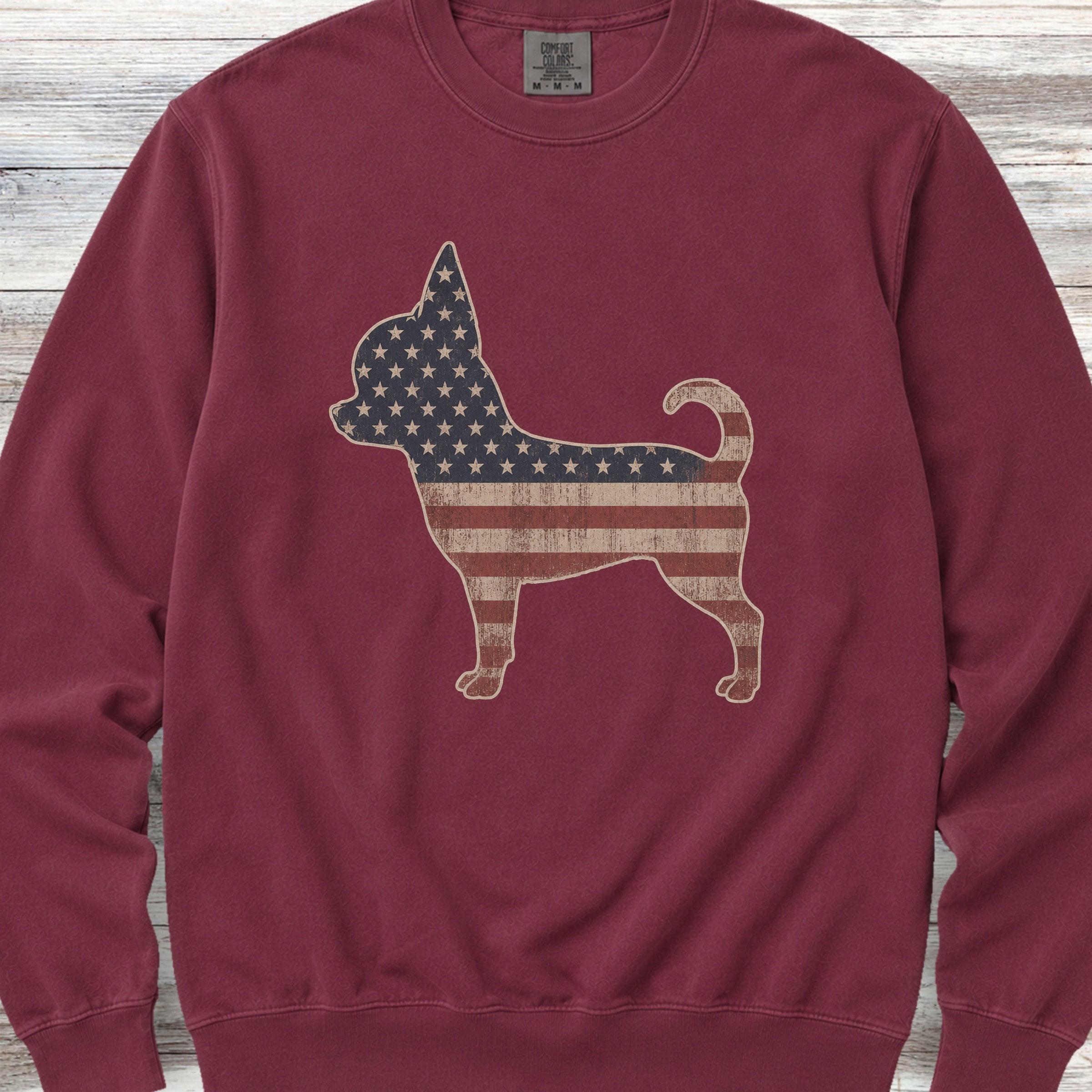 Chihuahua Vintage USA Sweatshirt - Crimson