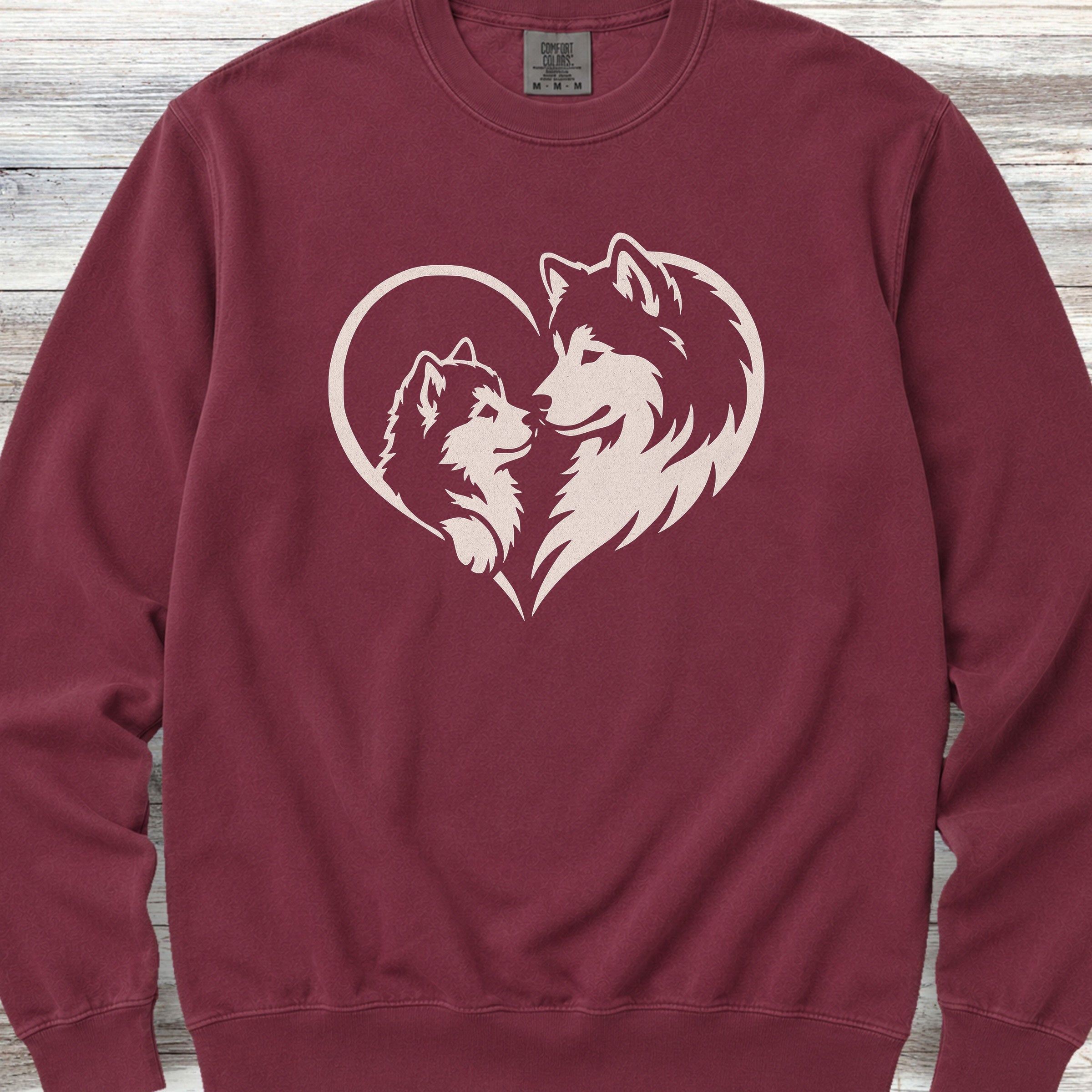 Alaskan Malamute Heart Bond Sweatshirt - Crimson