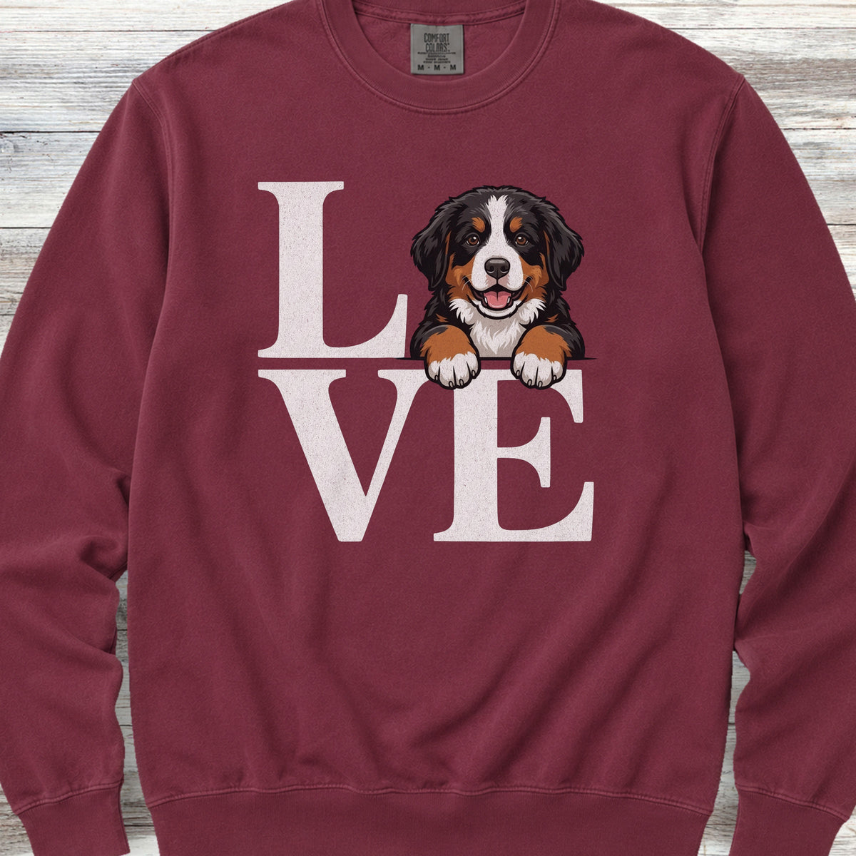 Bernese Mountain Dog Puppy Love Sweatshirt - Crimson