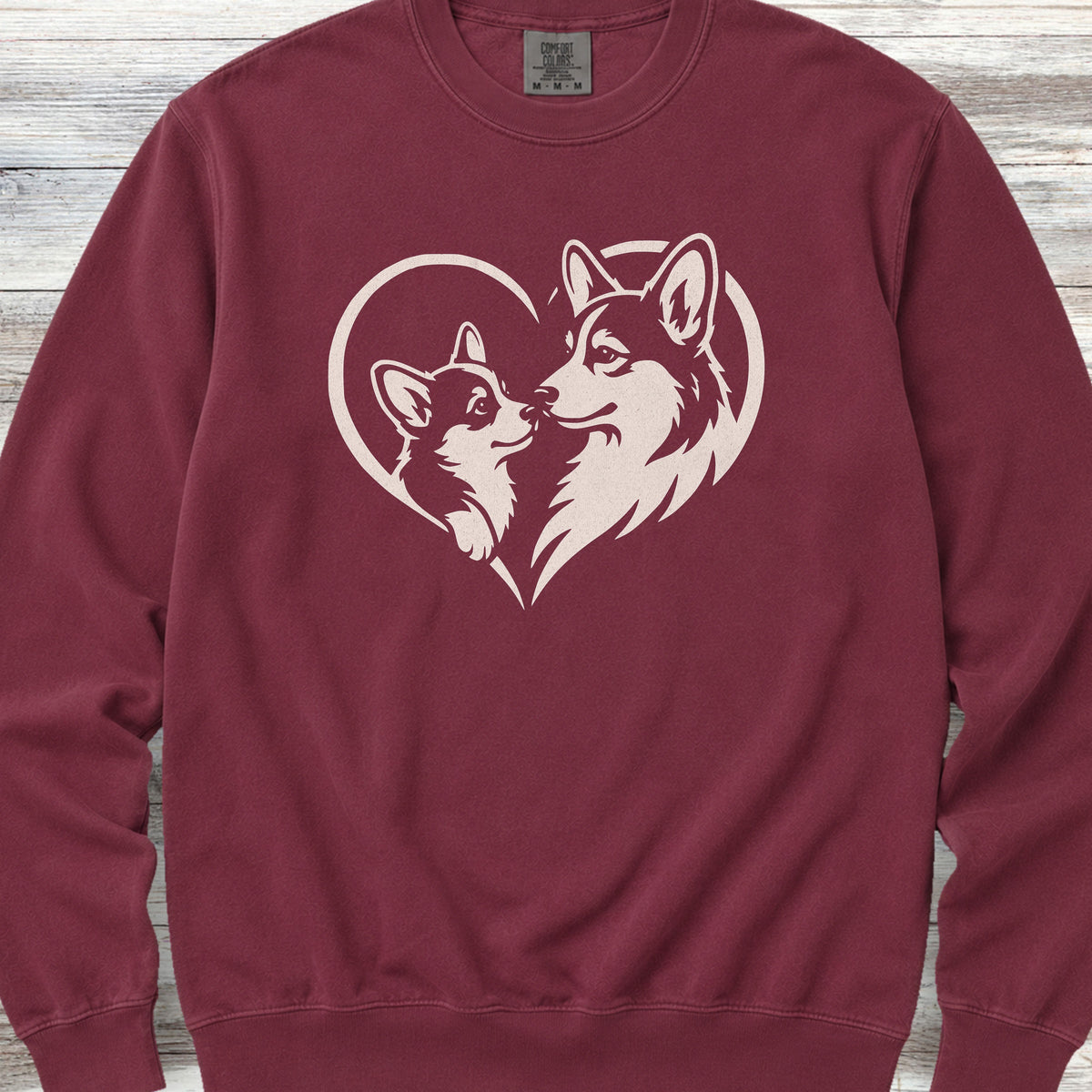 Corgi Heart Bond Sweatshirt - Crimson