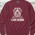 Wirehaired Pointing Griffon I Love Beards Sweatshirt - Crimson