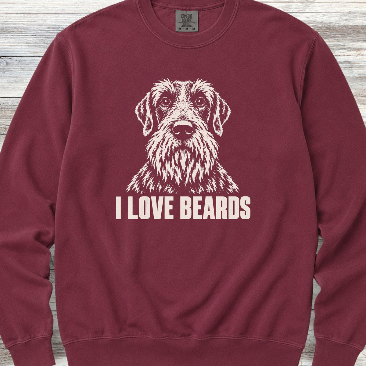 Wirehaired Pointing Griffon I Love Beards Sweatshirt - Crimson