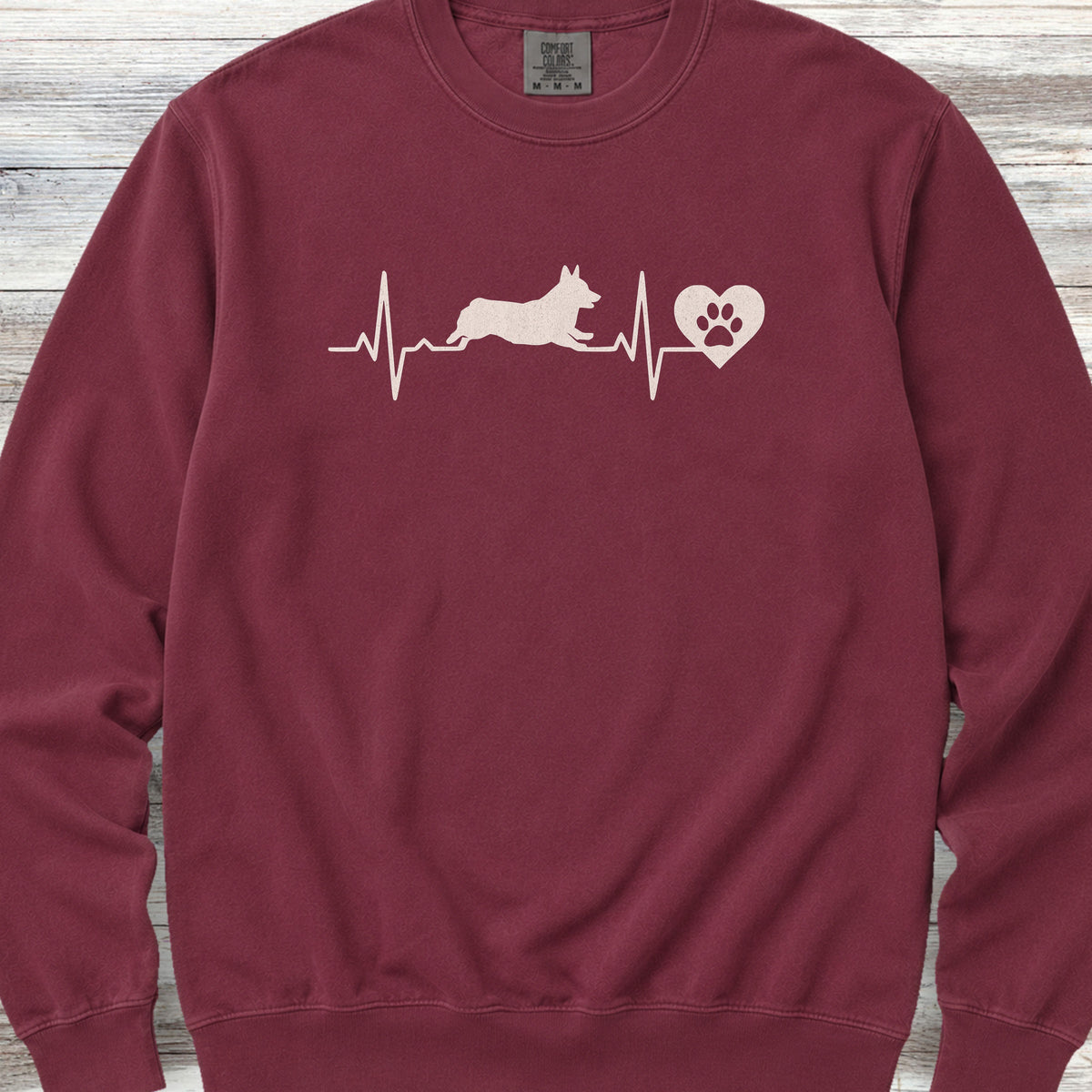 Corgi Heartbeat Sweatshirt - Crimson