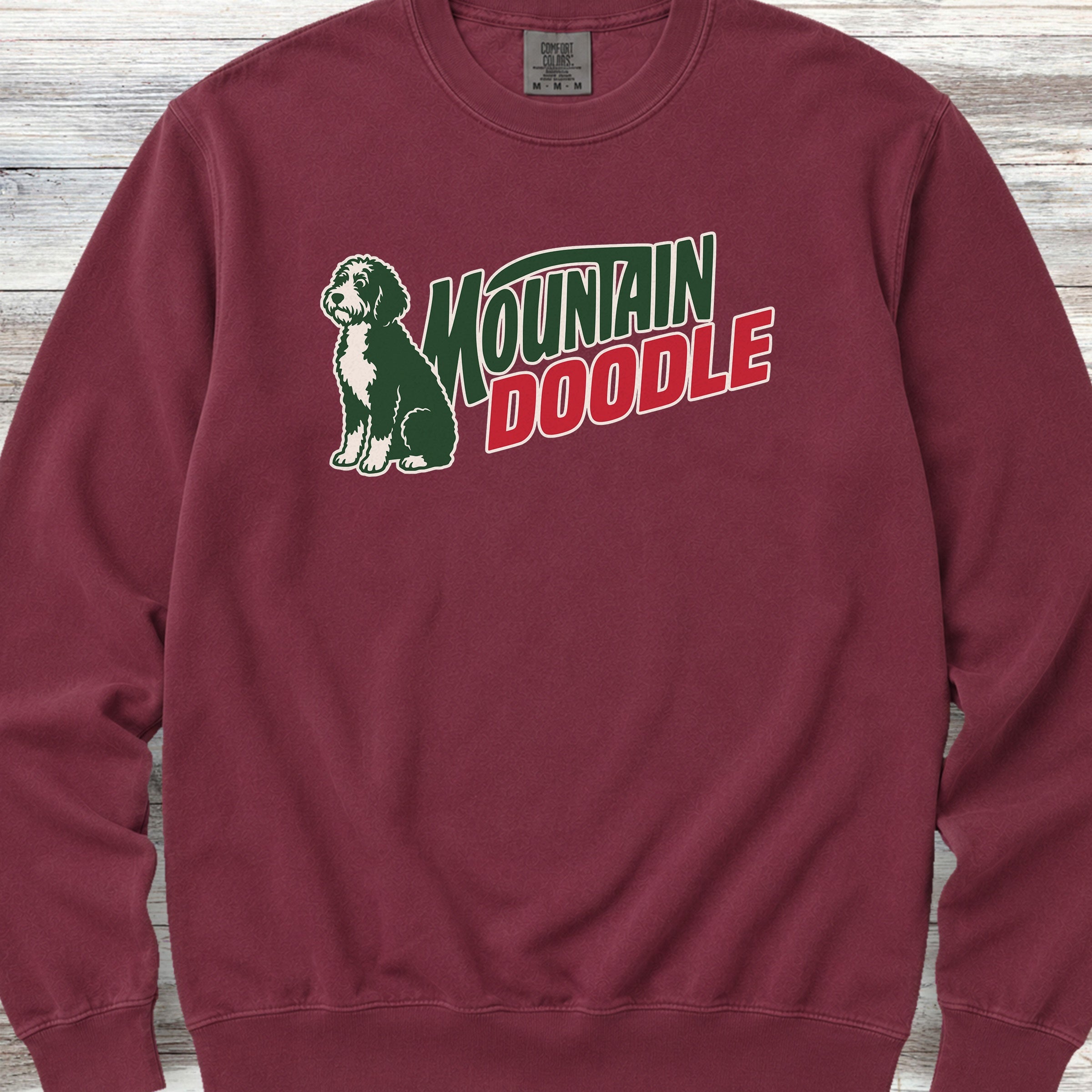 Bernedoodle Mountain Doodle Sweatshirt - Crimson