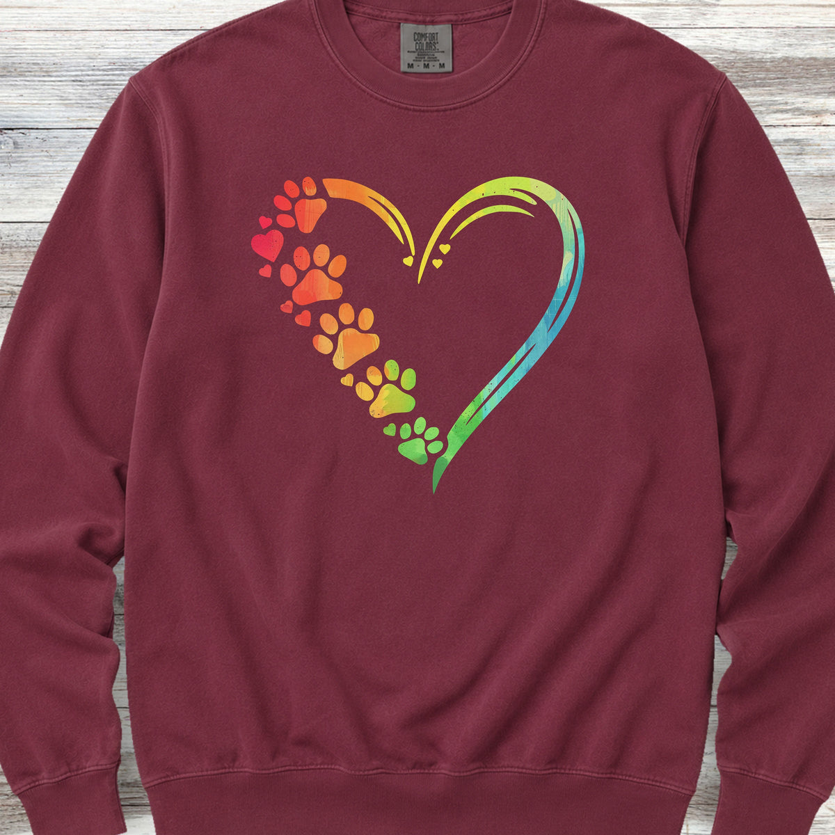 Rainbow Heart Sweatshirt - Crimson