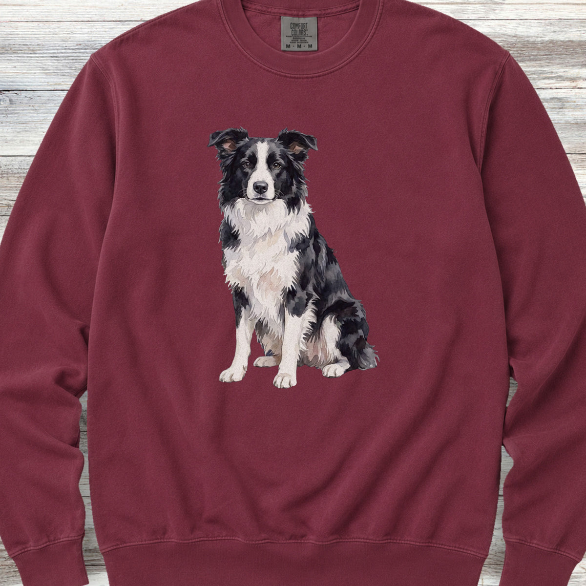Border Collie Watercolor Sweatshirt - Crimson