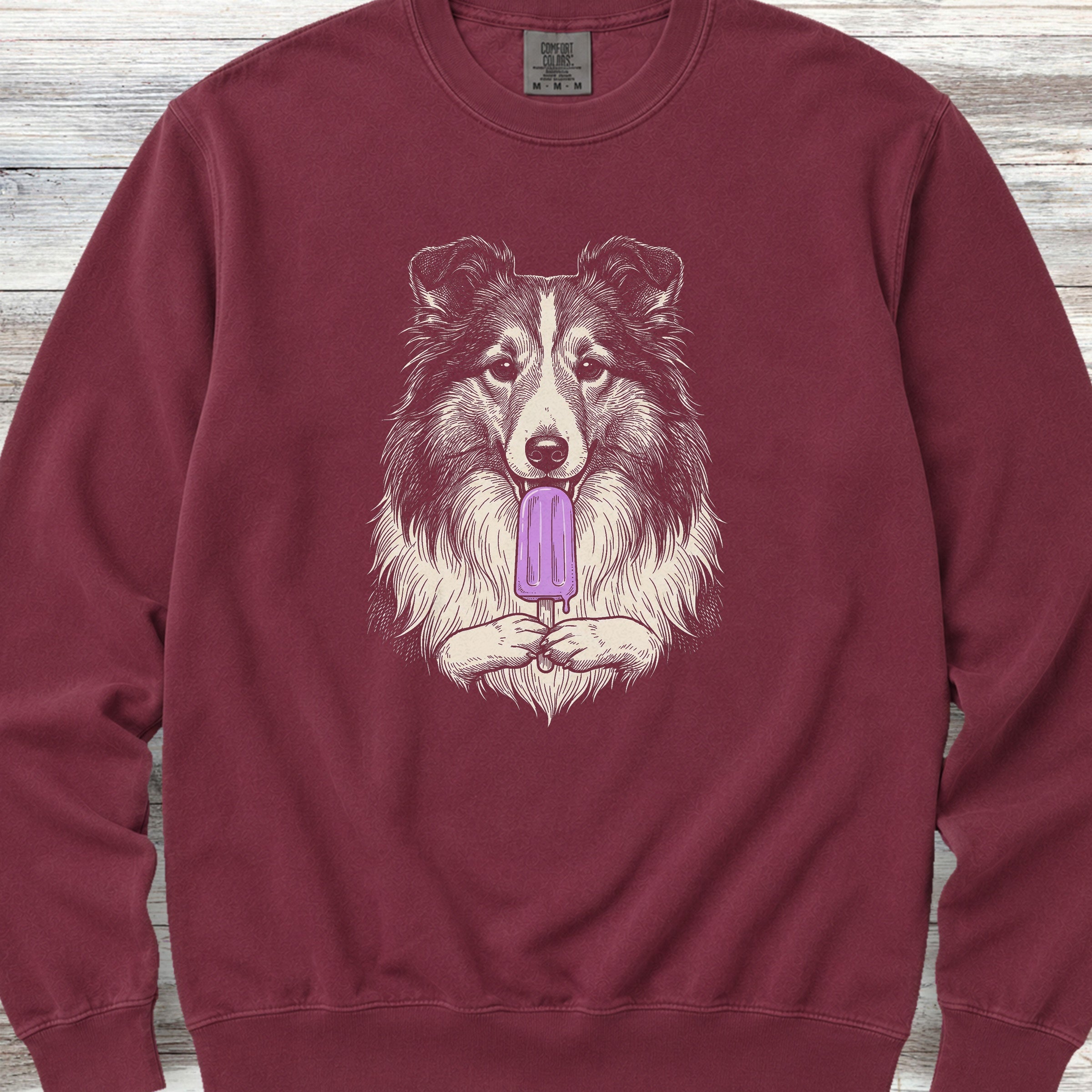 Shetland Sheepdog Pupsicle Sweatshirt - Crimson