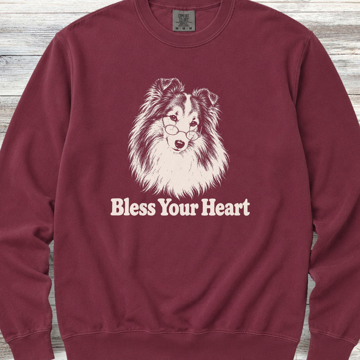 Shetland Sheepdog Bless Your Heart Sweatshirt - Crimson