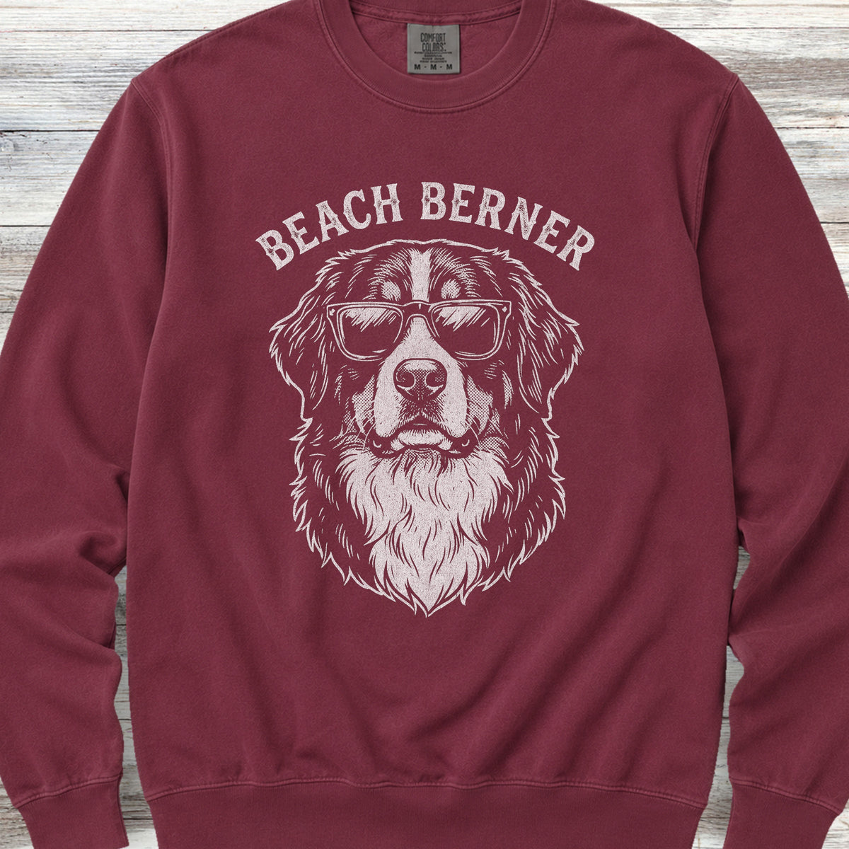 Bernese Mountain Dog Beach Berner Sweatshirt - Crimson