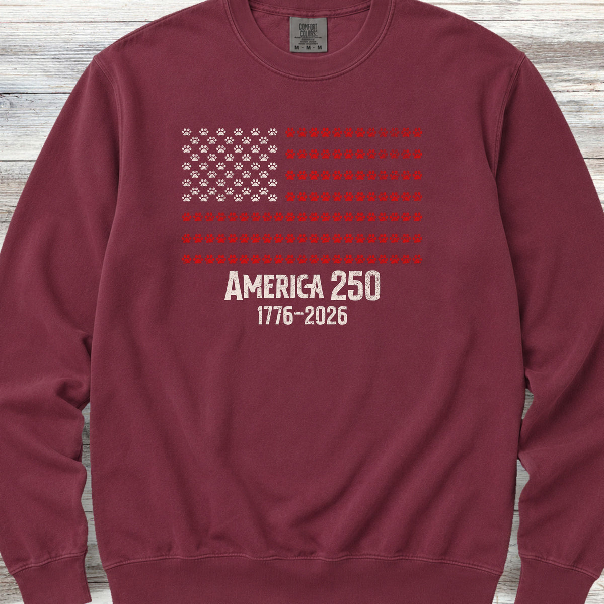 Vintage Red White & Paws 1776-2026 Sweatshirt - Crimson