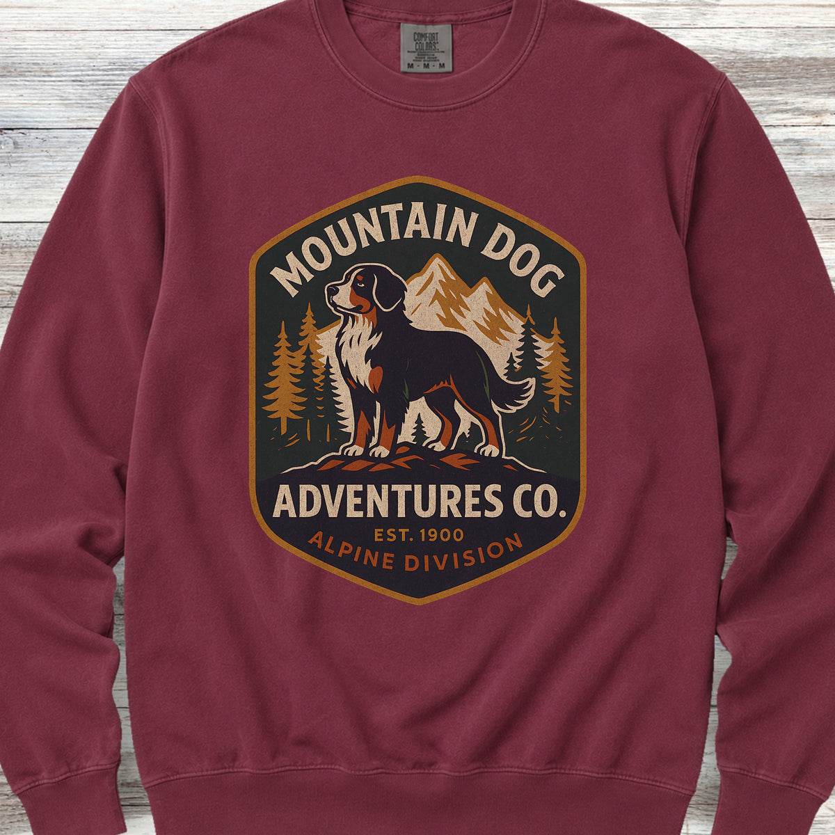 Bernese Mountain Dog Adventures Sweatshirt - Crimson