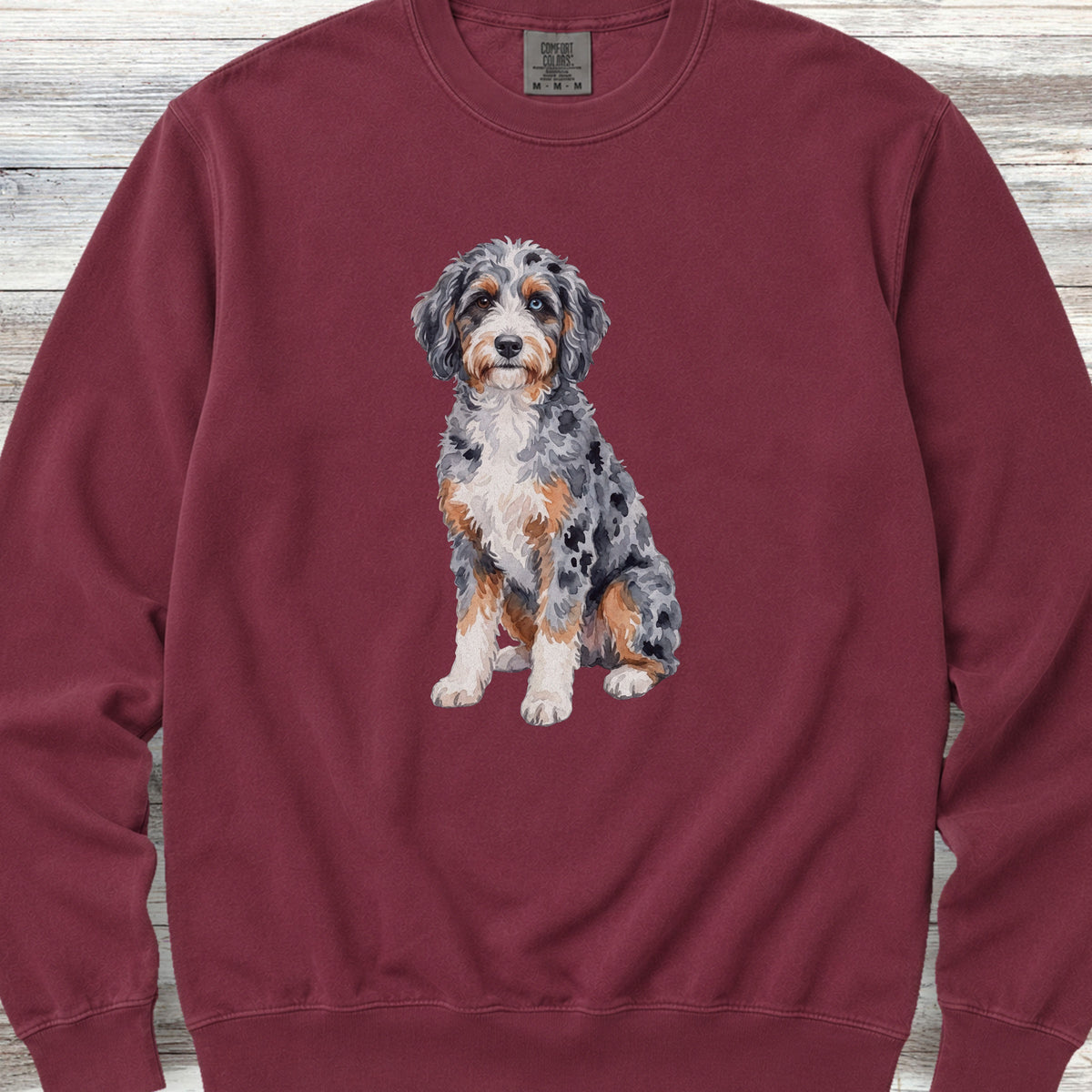 Aussiedoodle Watercolor Sweatshirt - Crimson