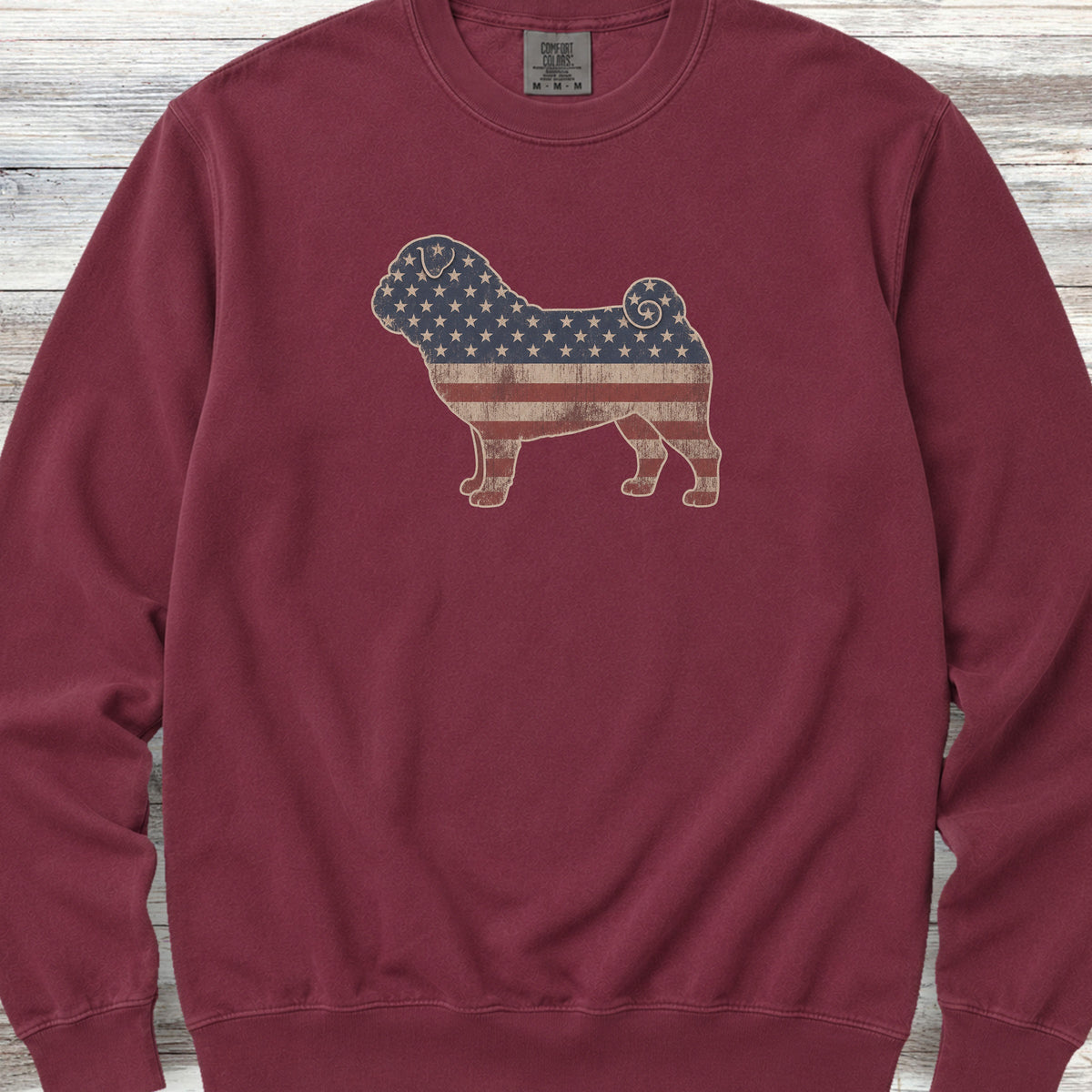 Pug Vintage USA Sweatshirt - Crimson