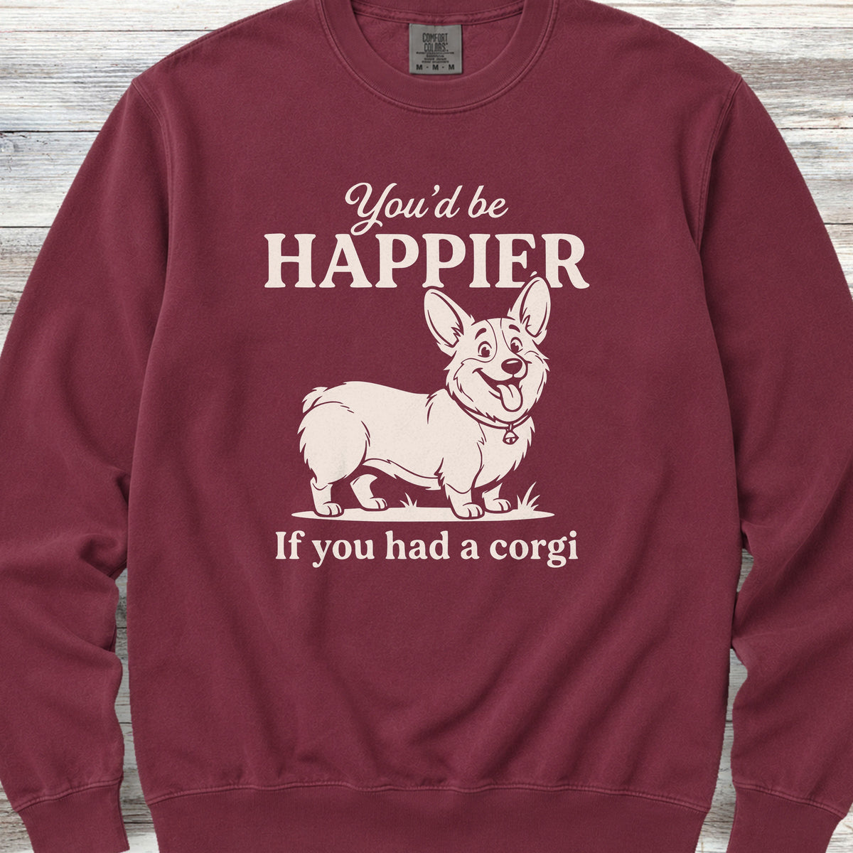 Corgi Happier Sweatshirt - Crimson