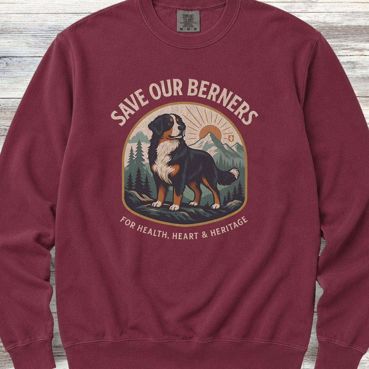 Bernese Mountain Dog Save Berners Sweatshirt - Crimson