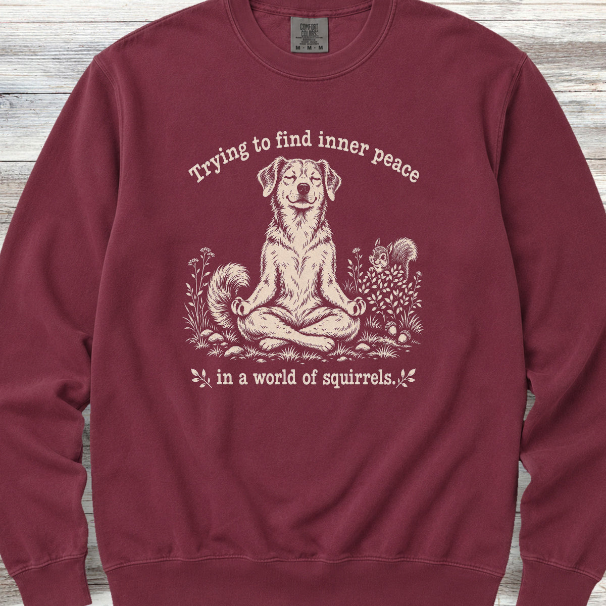 Inner Peace World of Squirrels Sweatshirt - Crimson