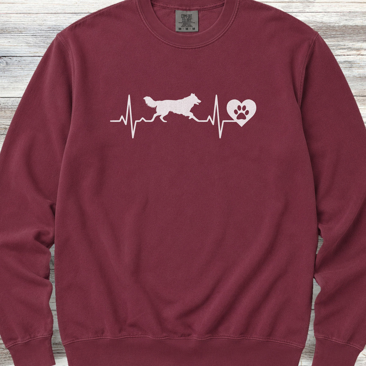 Border Collie Heartbeat Sweatshirt - Crimson