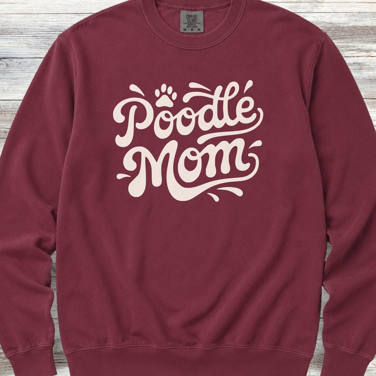 Poodle Groovy Mom Sweatshirt - Crimson