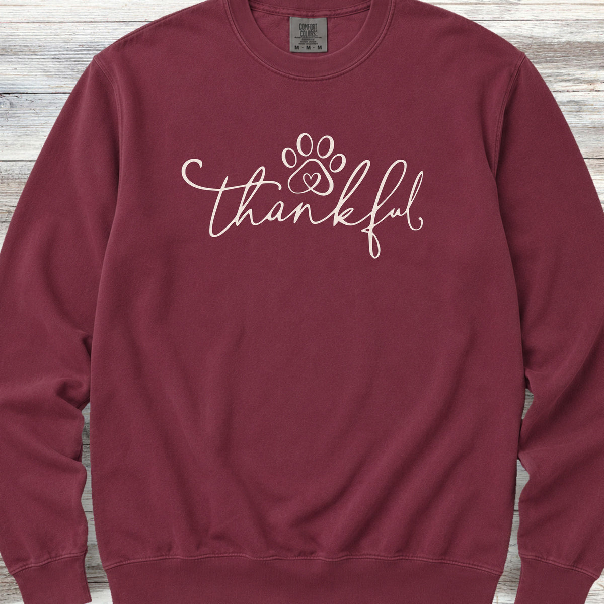 Thankful Pawprint Sweatshirt - Crimson