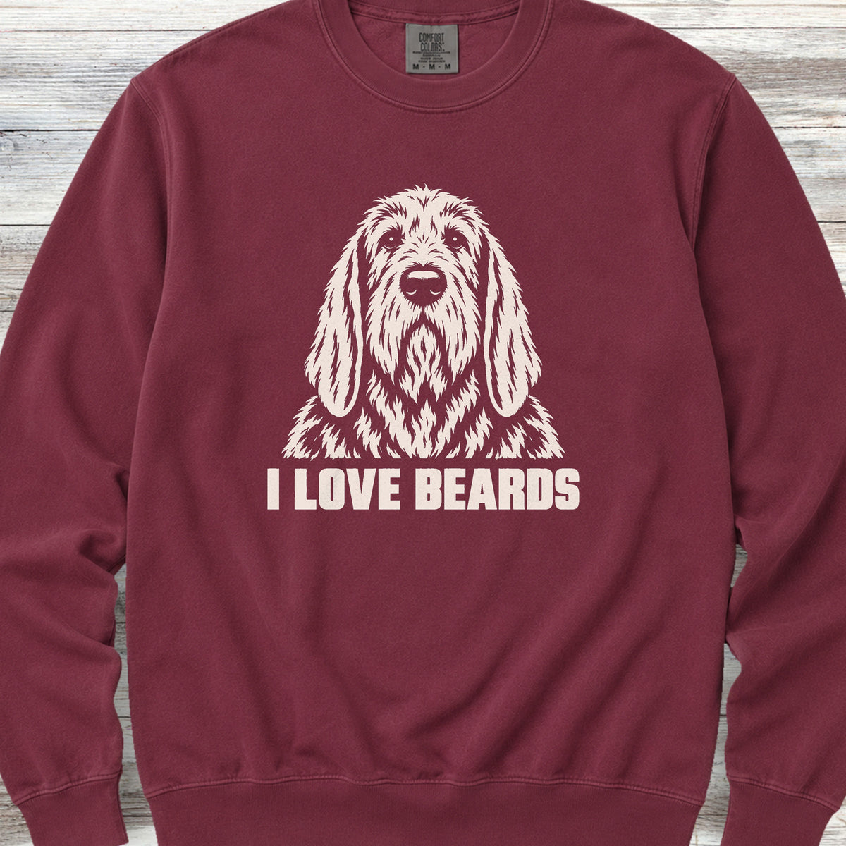 Otterhound I Love Beards Sweatshirt - Crimson