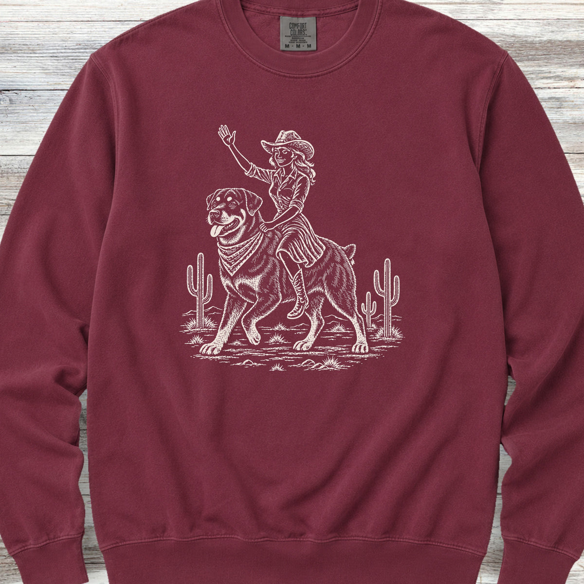 Rottweiler Cowgirl Sweatshirt - Crimson