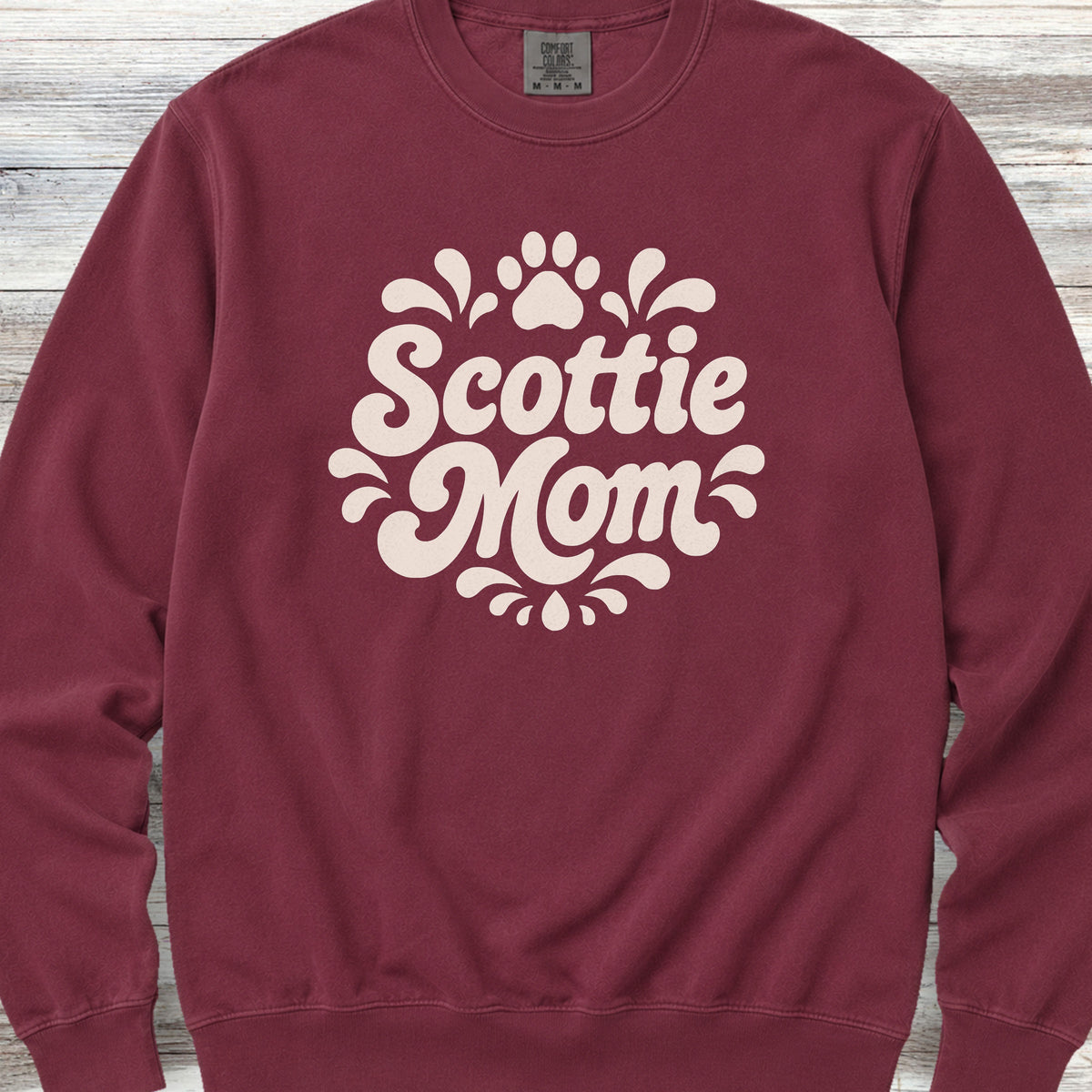 Scottish Terrier Groovy Mom Sweatshirt - Crimson