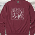 Basset Hound Linocut Sweatshirt - Crimson