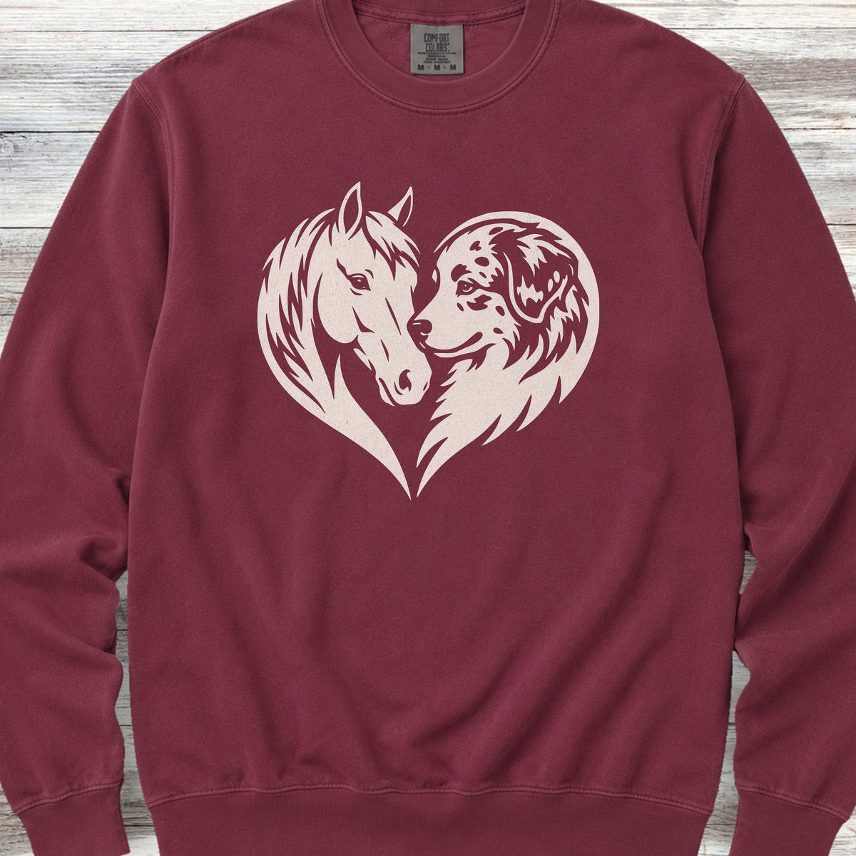American Shepherd Horse Heart Bond Sweatshirt - Crimson