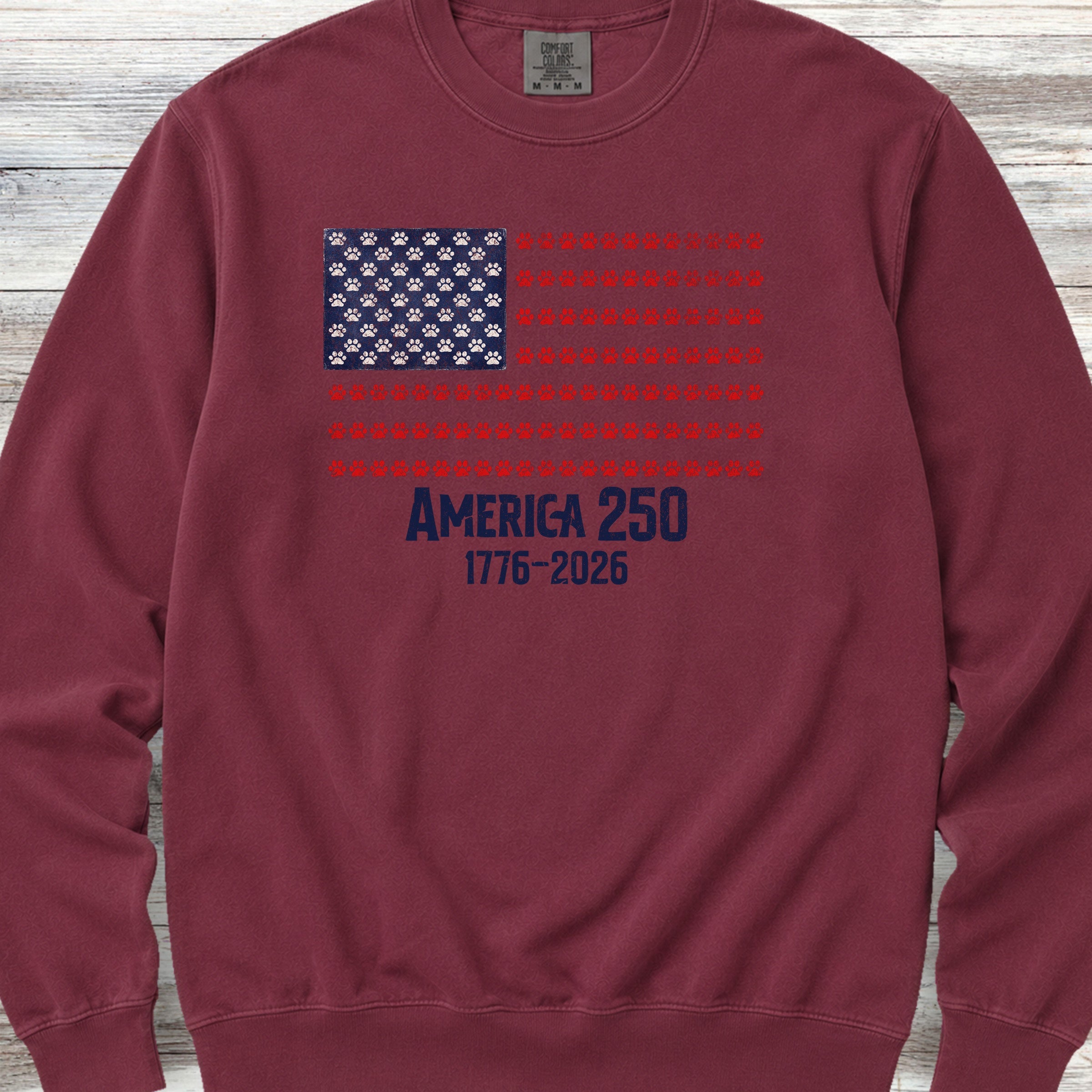 Vintage Red White & Paws 250 Sweatshirt - Crimson