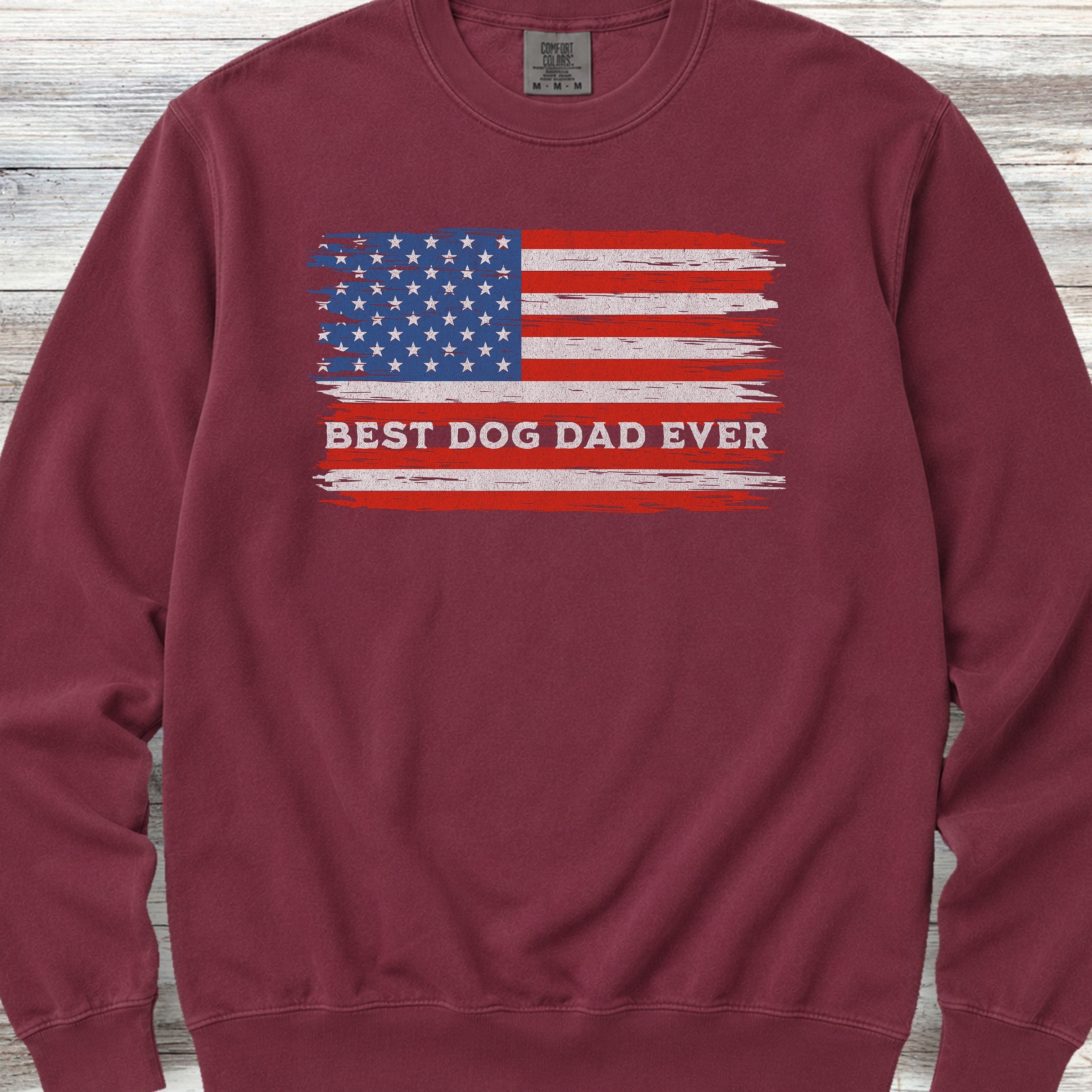 Best Dog Dad Flag Sweatshirt - Crimson