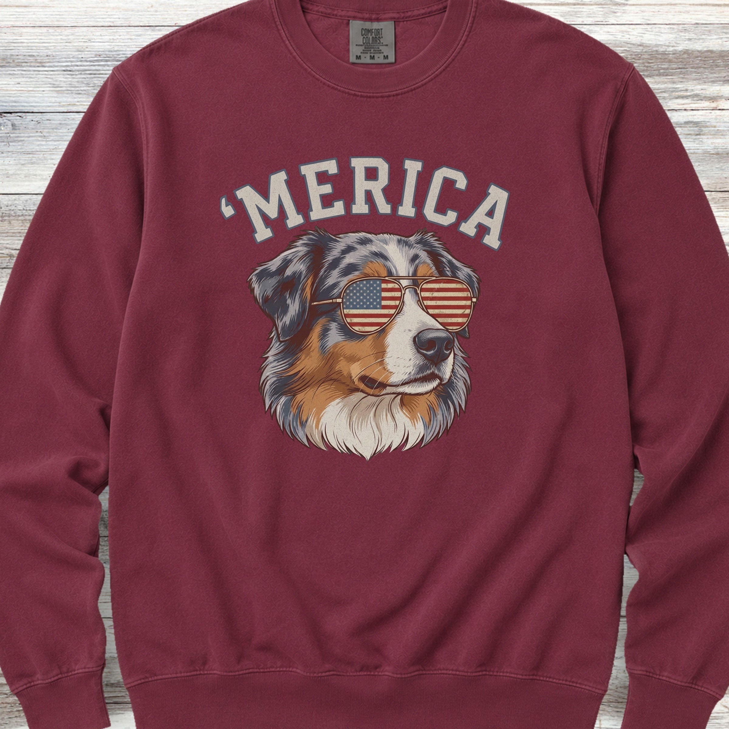 Australian Shepherd 'Merica Sweatshirt - Crimson