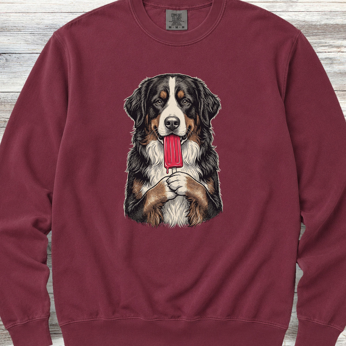Bernese Mountain Dog Pupsicle Sweatshirt - Crimson