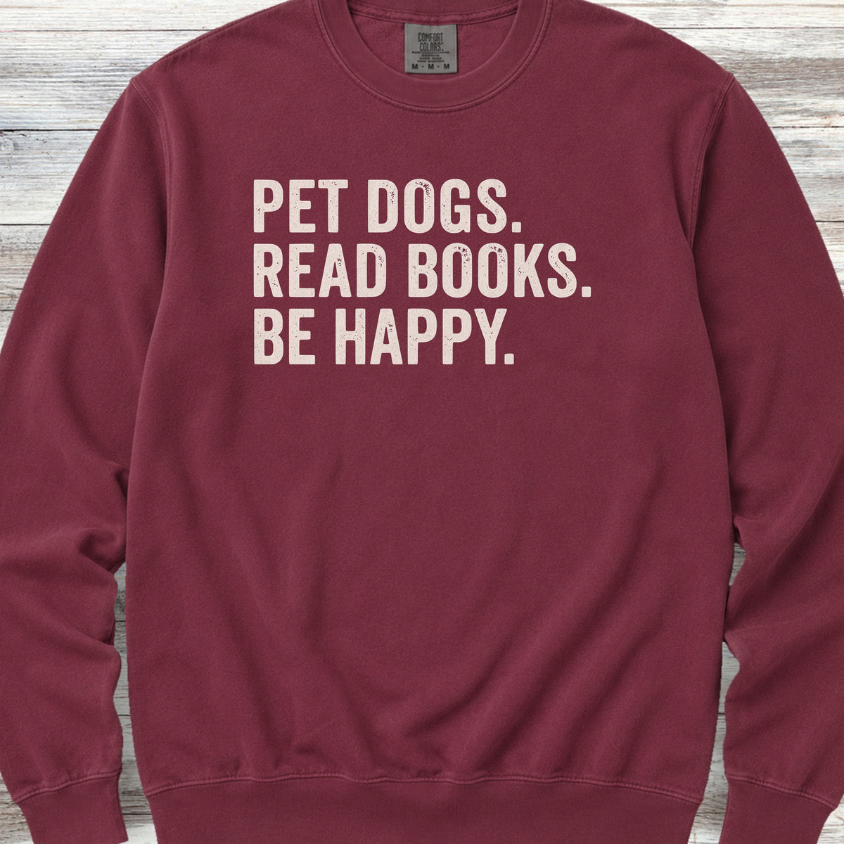 Dogs Books Happy Sweatshirt - Crimson