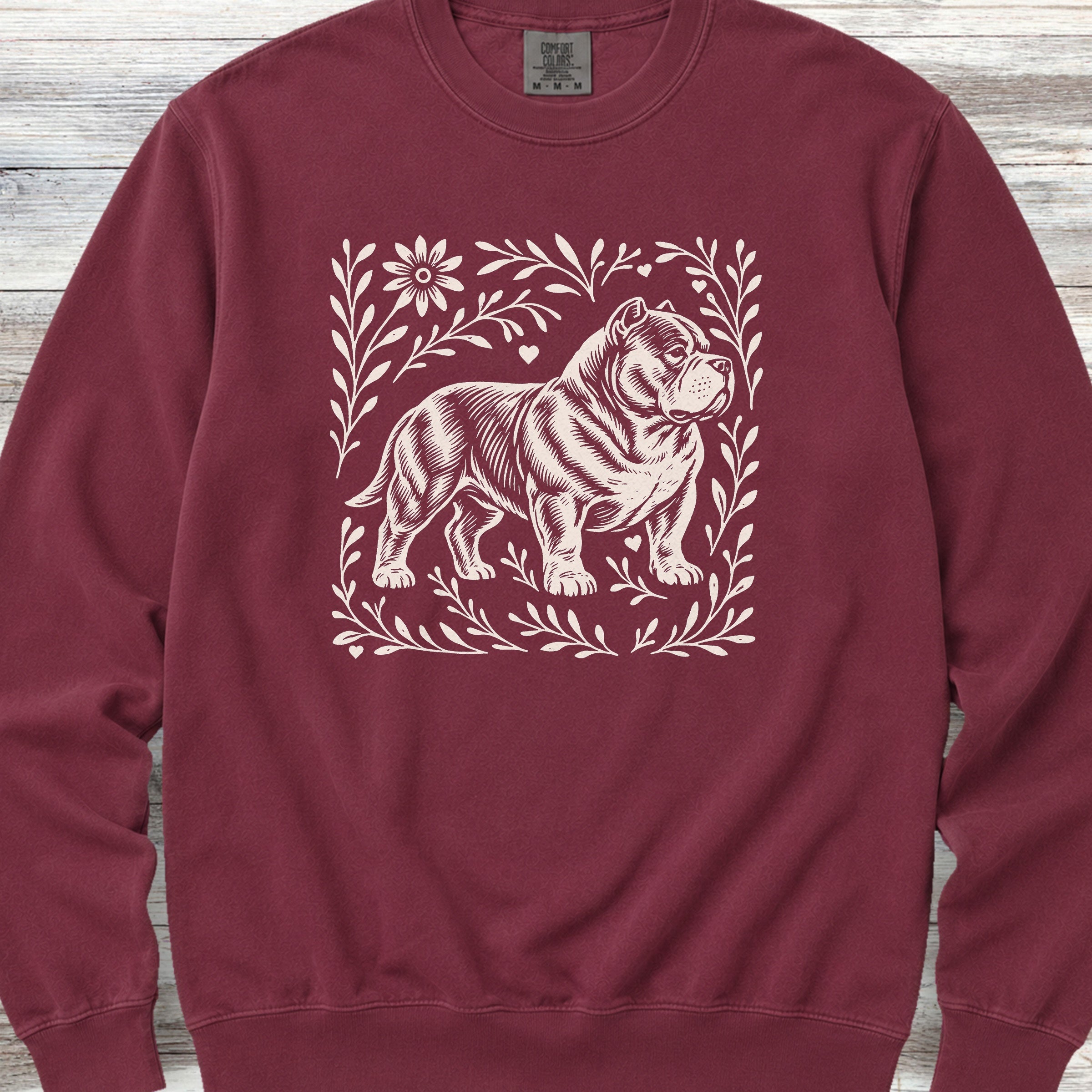 American Bully Linocut Sweatshirt - Crimson